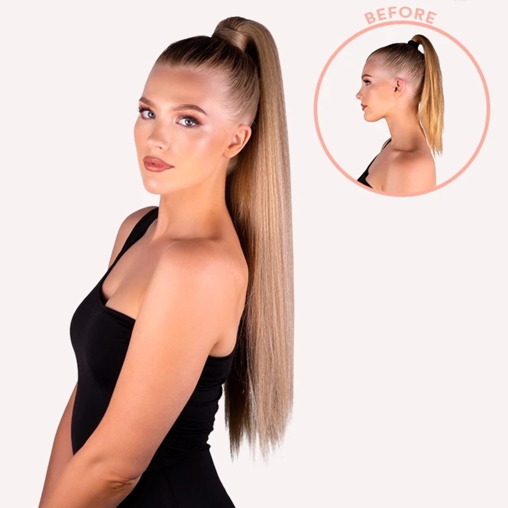 Insert name here INH honey colored straight long ponytail extension